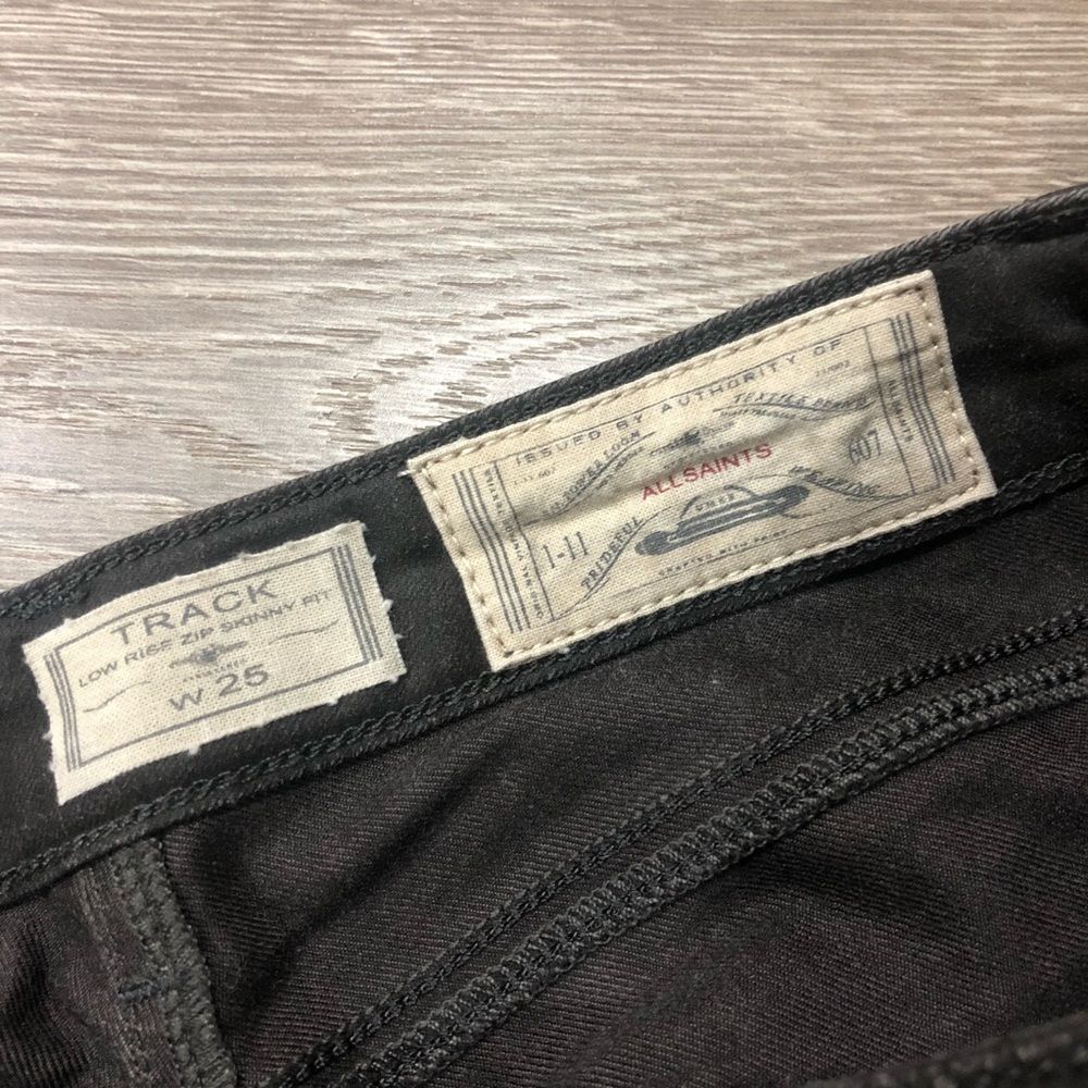 All Saints Track Low Rise Coated Ankle Skinny Jeans Gray Denim Pants 25 - Picture 5 of 6